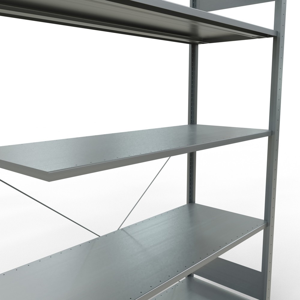 Immagine del prodotto n. 5: Scaffalatura a ripiani SCHULTE, sistema a incastro, campata aggiuntiva, portata per piano 150 kg, zincata, AxLxP 2.000 x 1.300 x 500 mm