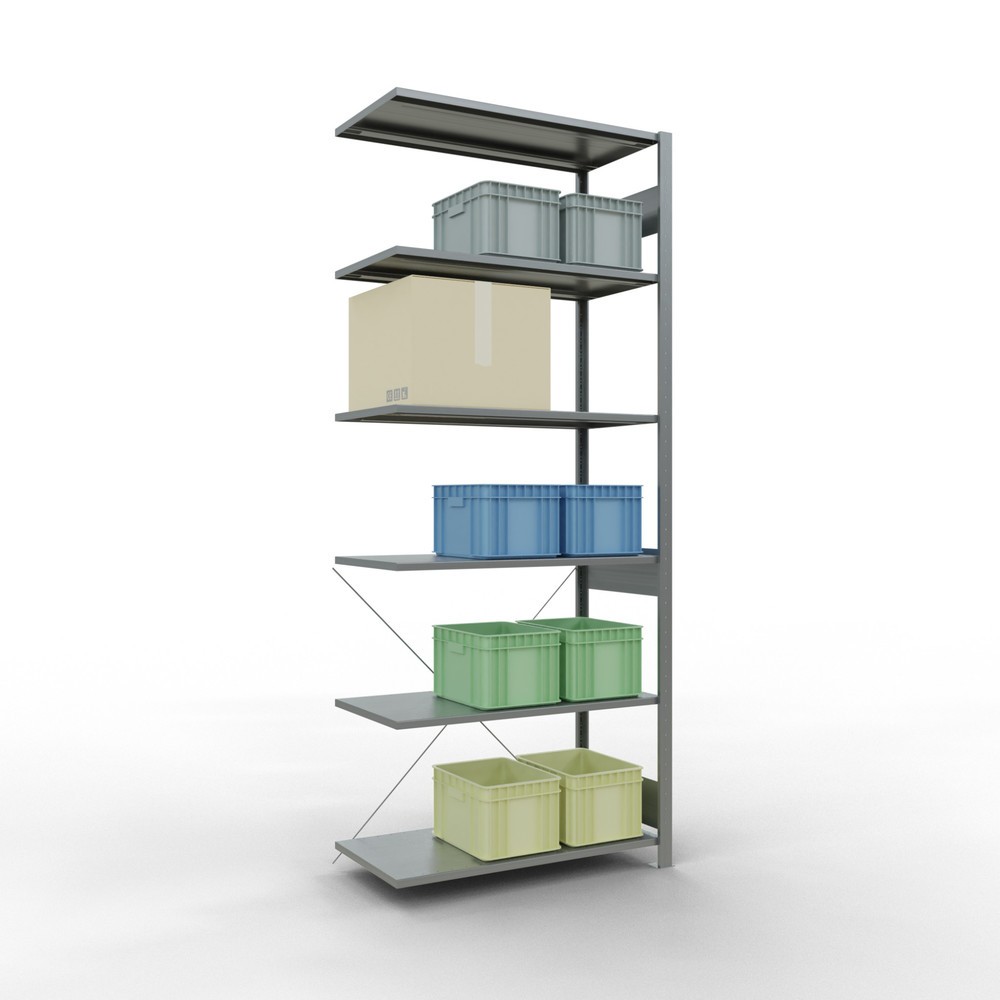 Immagine del prodotto n. 3: Scaffalatura a ripiani SCHULTE, sistema a incastro, campata aggiuntiva, portata per piano 150 kg, zincata, AxLxP 2.500 x 1.000 x 500 mm
