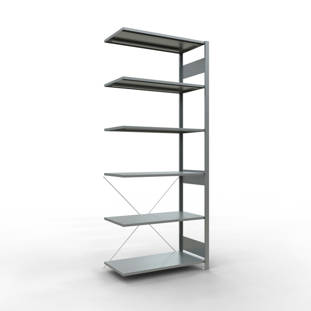 Immagine del prodotto: Scaffalatura a ripiani SCHULTE, sistema a incastro, campata aggiuntiva, portata per piano 150 kg, zincata, AxLxP 2.500 x 1.000 x 500 mm