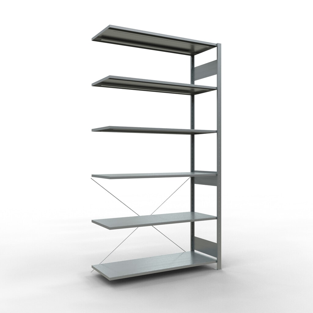 Scaffalatura a ripiani SCHULTE, sistema a incastro, campata aggiuntiva, portata per piano 150 kg, zincata, AxLxP 2.500 x 1.300 x 500 mm Immagine del prodotto: Scaffalatura a ripiani SCHULTE, sistema a incastro, campata aggiuntiva, portata per piano 150 kg, zincata, AxLxP 2.500 x 1.300 x 500 mm