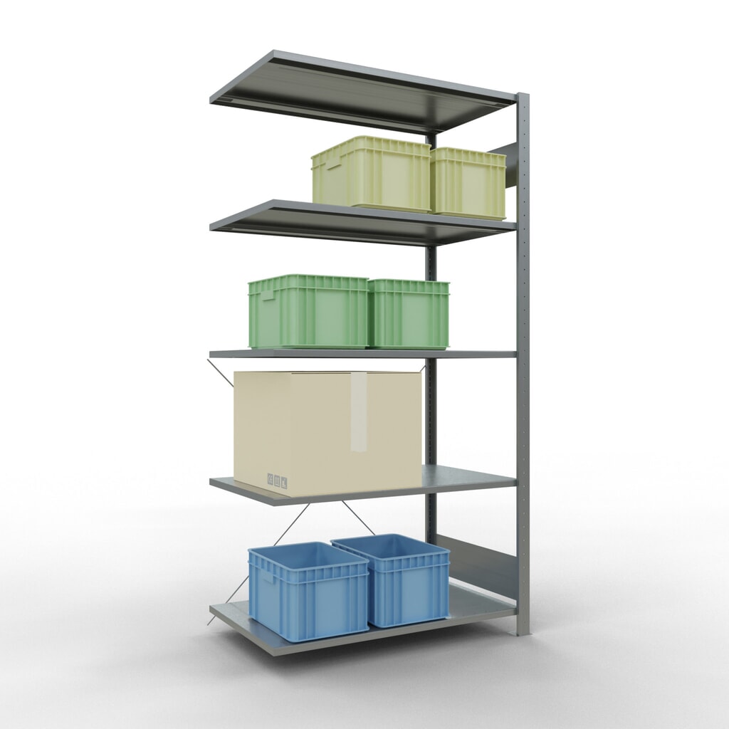 Scaffalatura a ripiani SCHULTE, sistema a incastro, campata aggiuntiva, portata per piano 150 kg, zincata, AxLxP 2.000 x 1.000 x 600 mm Immagine del prodotto n. 3: Scaffalatura a ripiani SCHULTE, sistema a incastro, campata aggiuntiva, portata per piano 150 kg, zincata, AxLxP 2.000 x 1.000 x 600 mm