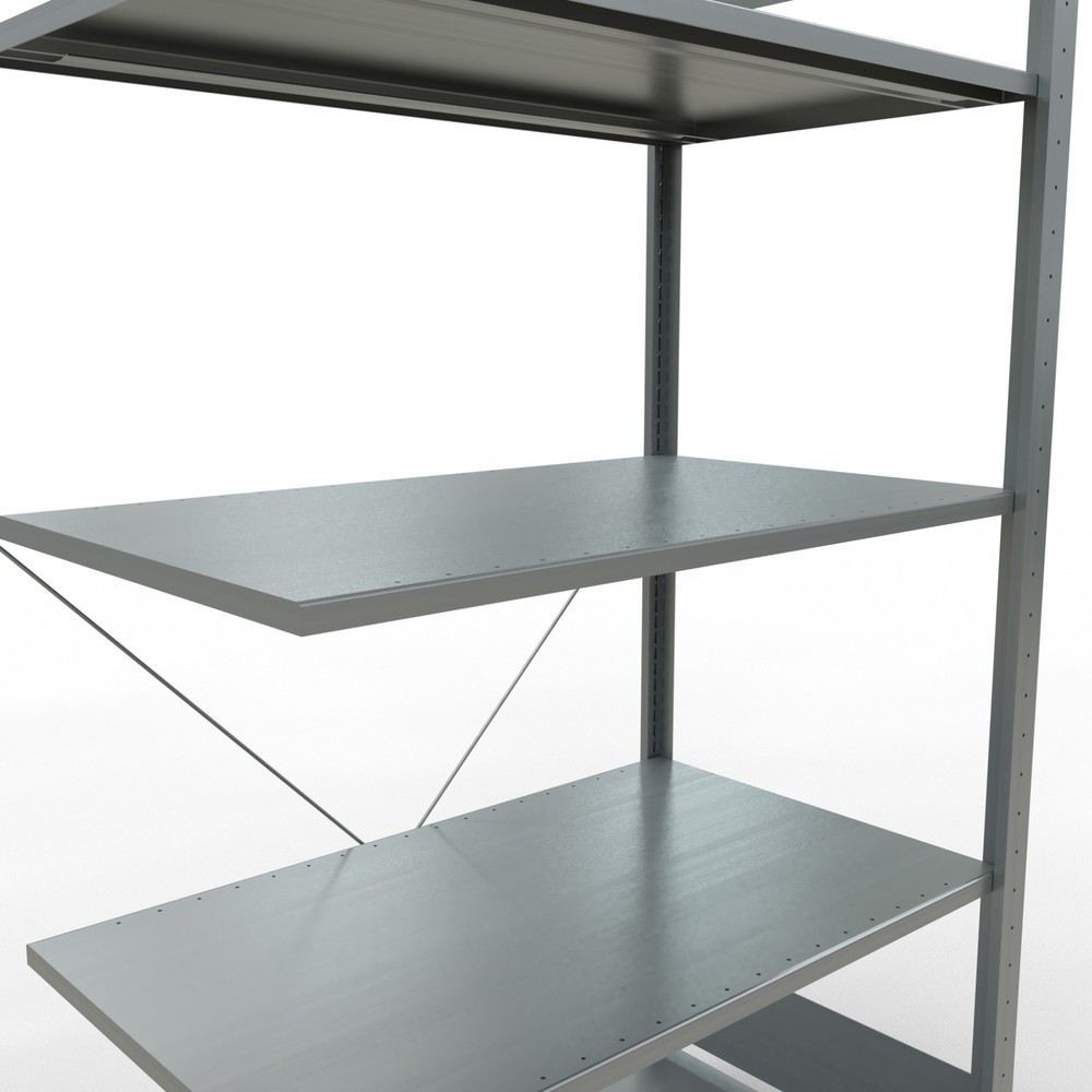 Immagine del prodotto n. 5: Scaffalatura a ripiani SCHULTE, sistema a incastro, campata aggiuntiva, portata per piano 150 kg, zincata, AxLxP 2.000 x 1.000 x 600 mm