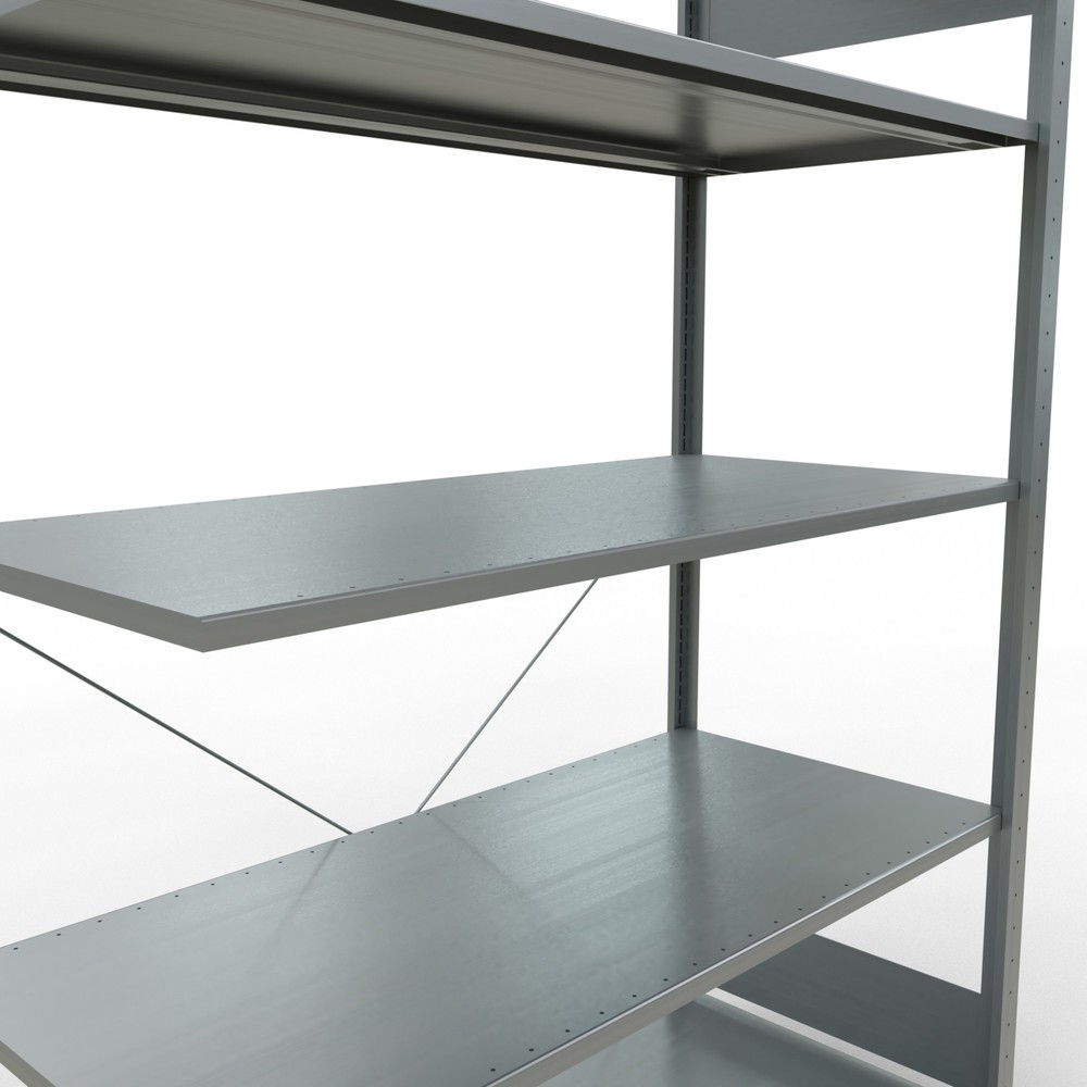 Immagine del prodotto n. 5: Scaffalatura a ripiani SCHULTE, sistema a incastro, campata aggiuntiva, portata per piano 150 kg, zincata, AxLxP 2.000 x 1.300 x 600 mm