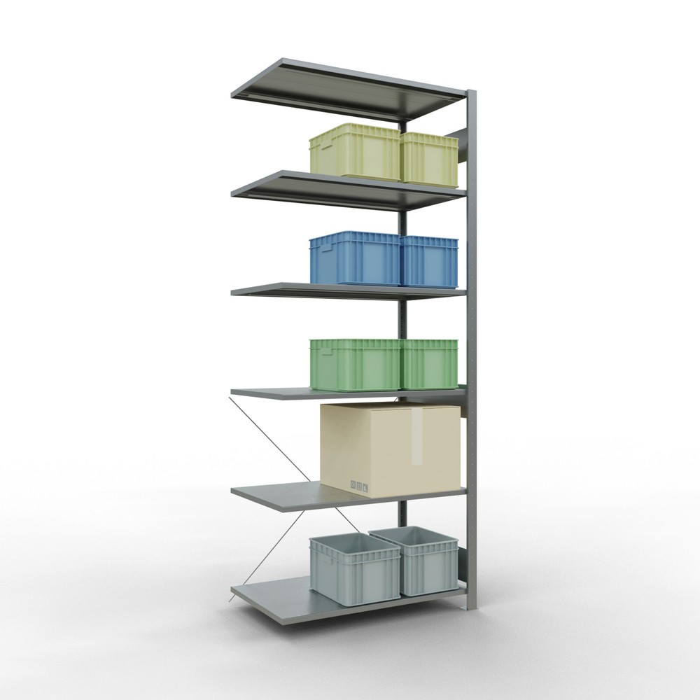Immagine del prodotto n. 3: Scaffalatura a ripiani SCHULTE, sistema a incastro, campata aggiuntiva, portata per piano 150 kg, zincata, AxLxP 2.500 x 1.000 x 600 mm