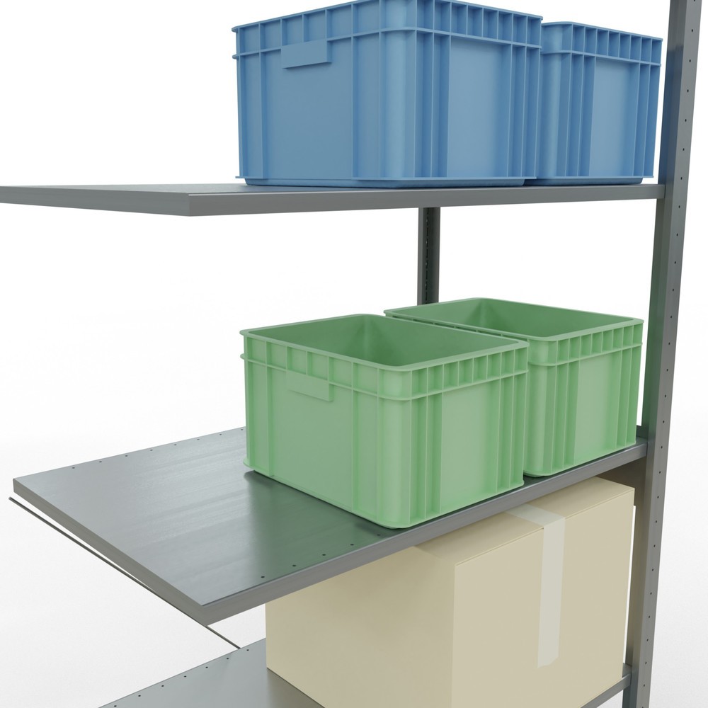Immagine del prodotto n. 4: Scaffalatura a ripiani SCHULTE, sistema a incastro, campata aggiuntiva, portata per piano 150 kg, zincata, AxLxP 2.500 x 1.000 x 600 mm