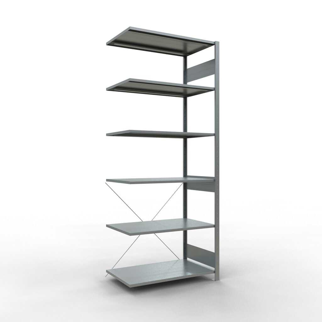 Scaffalatura a ripiani SCHULTE, sistema a incastro, campata aggiuntiva, portata per piano 150 kg, zincata, AxLxP 2.500 x 1.000 x 600 mm Immagine del prodotto: Scaffalatura a ripiani SCHULTE, sistema a incastro, campata aggiuntiva, portata per piano 150 kg, zincata, AxLxP 2.500 x 1.000 x 600 mm