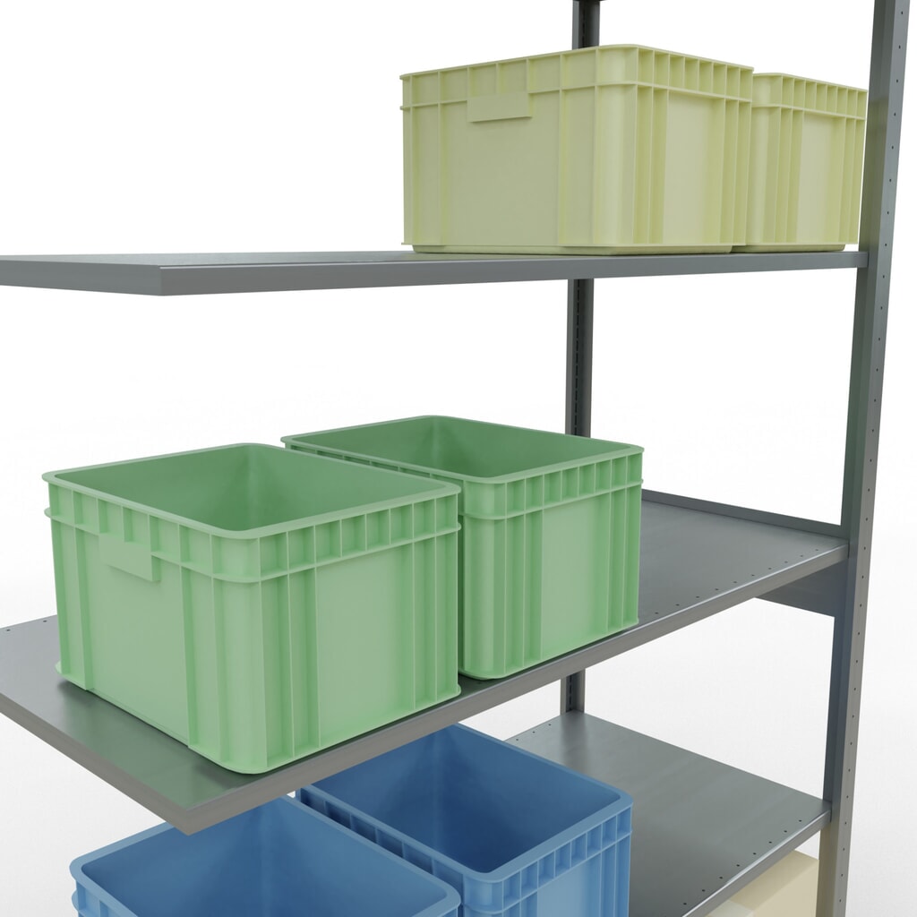 Immagine del prodotto n. 4: Scaffalatura a ripiani SCHULTE, sistema a incastro, campata aggiuntiva, portata per piano 150 kg, zincata, AxLxP 2.500 x 1.300 x 600 mm