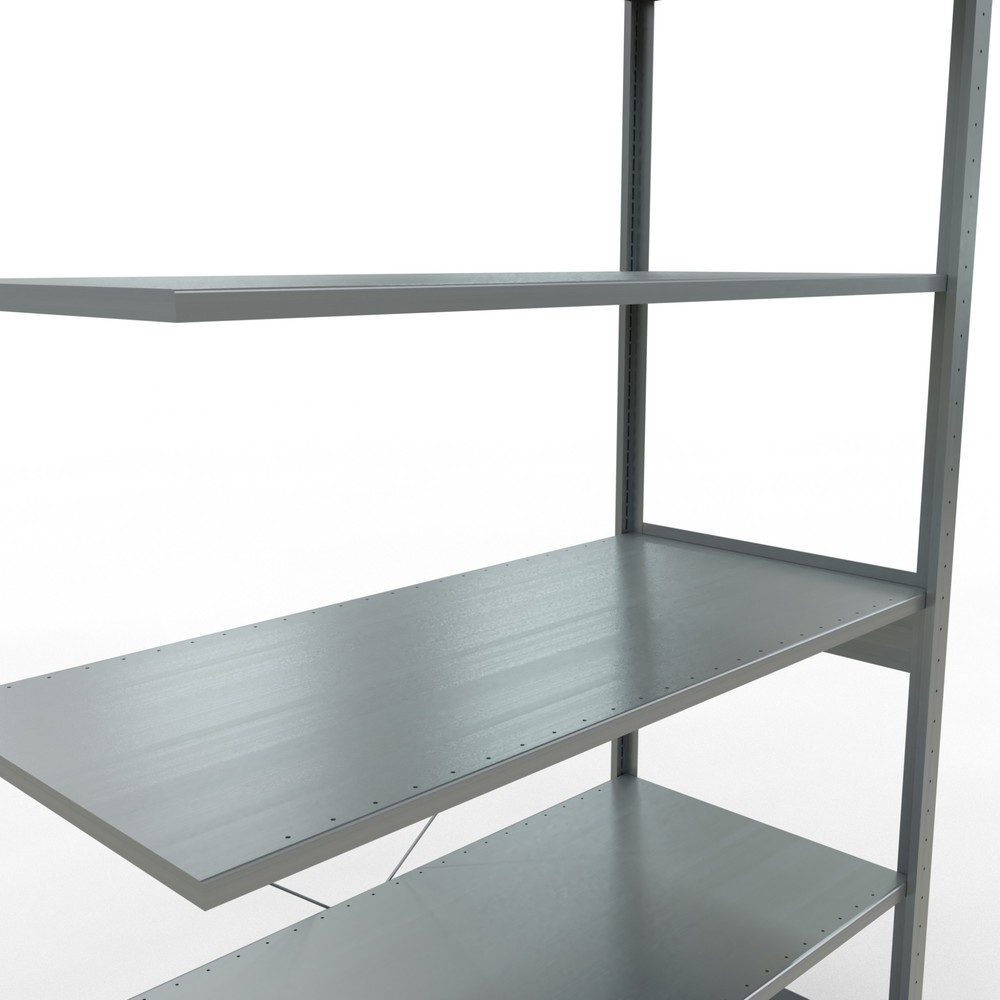 Immagine del prodotto n. 5: Scaffalatura a ripiani SCHULTE, sistema a incastro, campata aggiuntiva, portata per piano 150 kg, zincata, AxLxP 2.500 x 1.300 x 600 mm