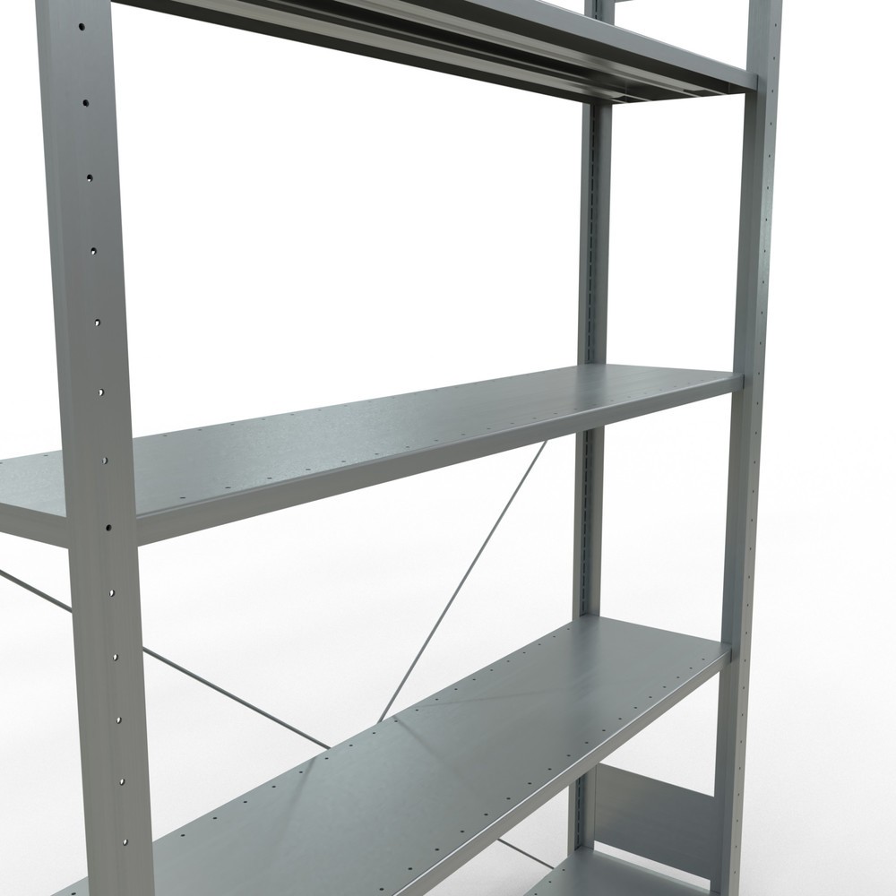 Immagine del prodotto n. 2: Scaffalatura a ripiani SCHULTE zincata con 5 fondi in lamiera d'acciaio, portata per piano di 150 kg, AxLxP 2.000 x 1.360 x 336 mm