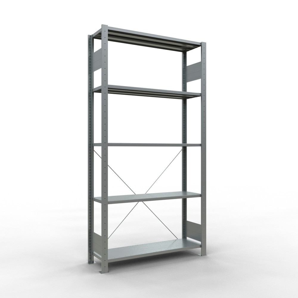 Immagine del prodotto: Scaffalatura a ripiani SCHULTE zincata con 5 fondi in lamiera d'acciaio, portata per piano di 150 kg, AxLxP 2.000 x 1.060 x 336 mm