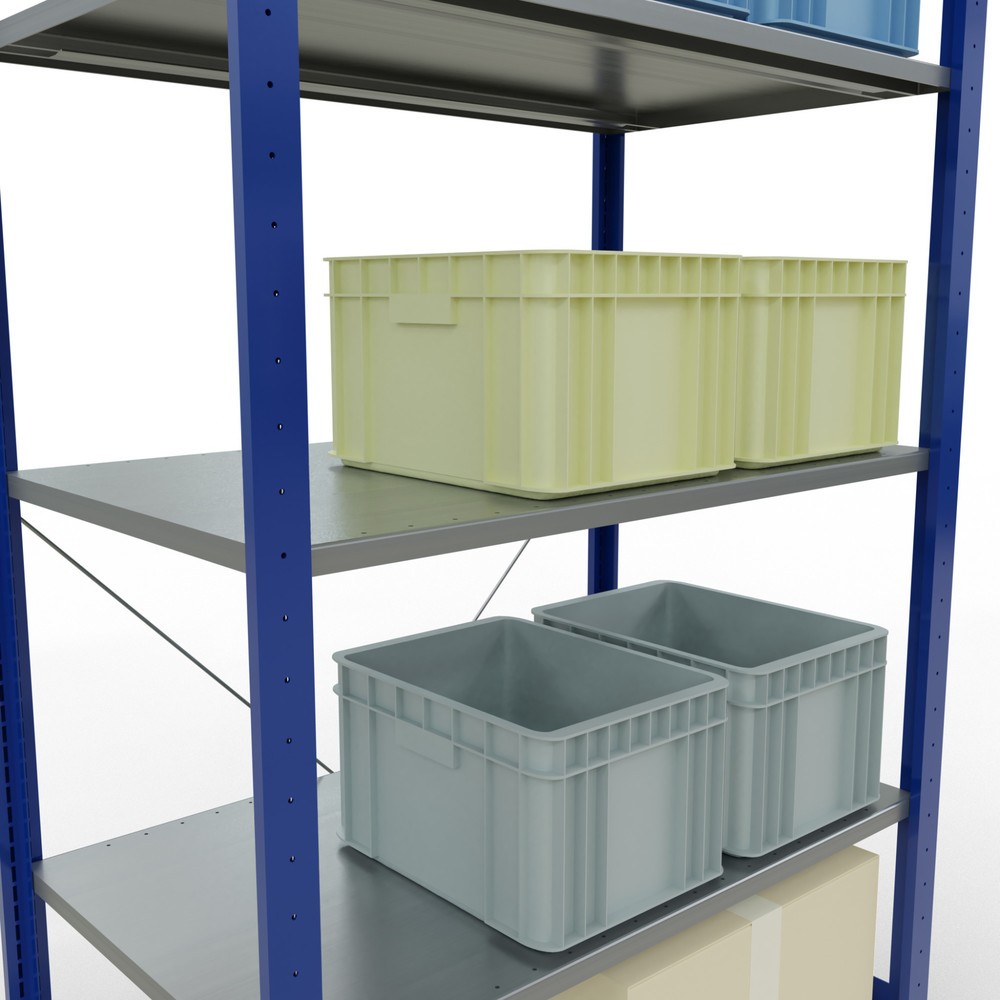 Immagine del prodotto n. 3: Scaffalatura a ripiani SCHULTE, blu genziana/zincato con 5 fondi in lamiera d'acciaio, portata per piano di 150 kg, AxLxP 2.000 x 1.060 x 636 mm