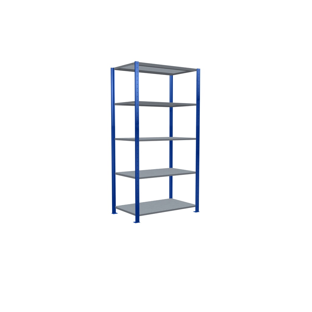 Immagine del prodotto n. 5: Scaffalatura a ripiani SCHULTE, blu genziana/zincato con 5 fondi in lamiera d'acciaio, portata per piano di 150 kg, AxLxP 2.000 x 1.060 x 636 mm