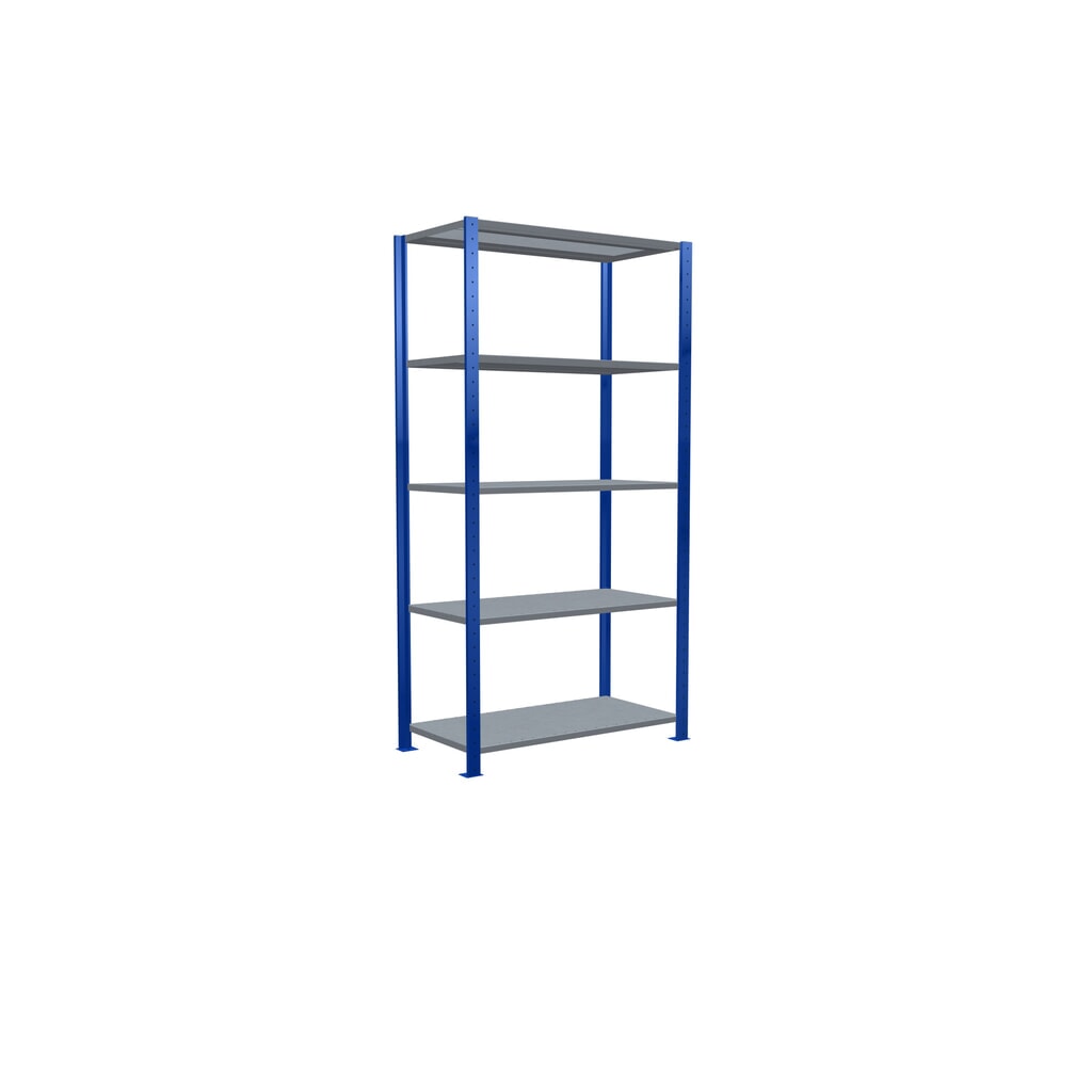Immagine del prodotto n. 5: Scaffalatura a ripiani SCHULTE, blu genziana/zincato con 5 fondi in lamiera d'acciaio, portata per piano di 150 kg, AxLxP 2.000 x 1.060 x 536 mm
