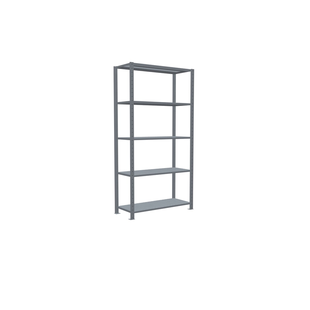 Scaffalatura a ripiani SCHULTE zincata con 5 fondi in lamiera d'acciaio, portata per piano di 150 kg, AxLxP 2.000 x 1.060 x 436 mm Immagine del prodotto n. 2: Scaffalatura a ripiani SCHULTE zincata con 5 fondi in lamiera d'acciaio, portata per piano di 150 kg, AxLxP 2.000 x 1.060 x 436 mm