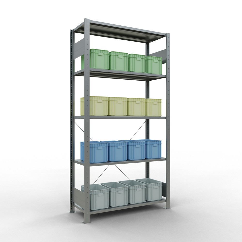 Immagine del prodotto n. 3: Scaffalatura a ripiani SCHULTE zincata con 5 fondi in lamiera d'acciaio, portata per piano di 150 kg, AxLxP 2.000 x 1.060 x 436 mm