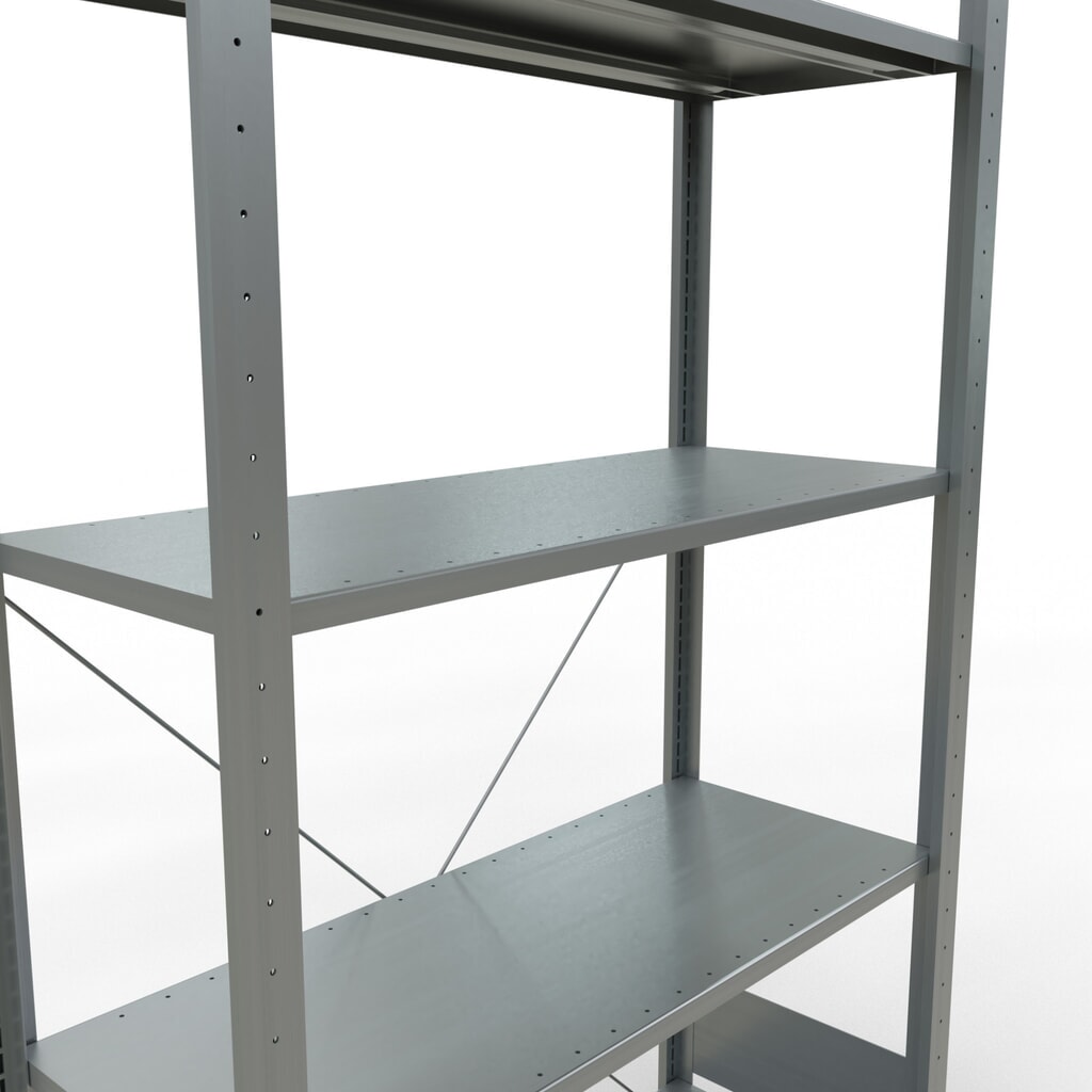 Scaffalatura a ripiani SCHULTE zincata con 5 fondi in lamiera d'acciaio, portata per piano di 150 kg, AxLxP 2.000 x 1.060 x 436 mm Immagine del prodotto n. 5: Scaffalatura a ripiani SCHULTE zincata con 5 fondi in lamiera d'acciaio, portata per piano di 150 kg, AxLxP 2.000 x 1.060 x 436 mm
