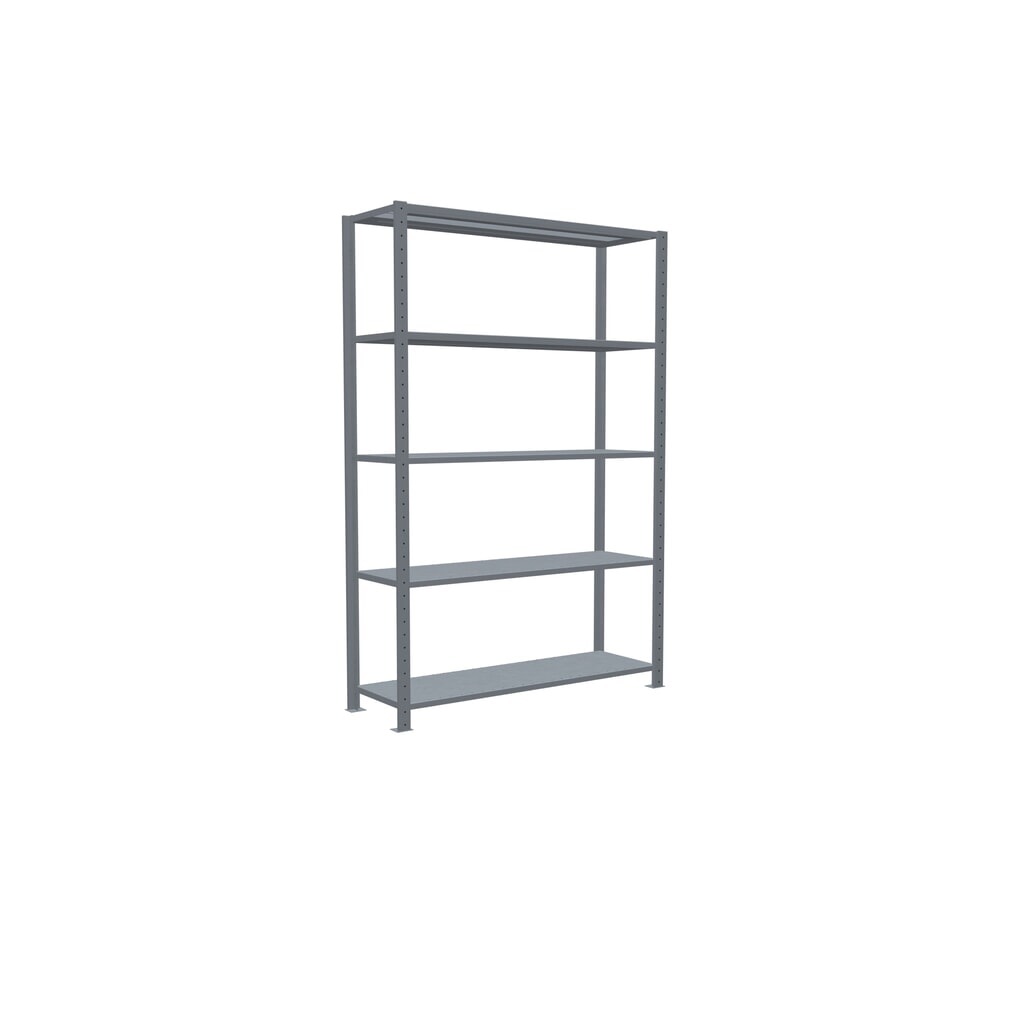 Scaffalatura a ripiani SCHULTE zincata con 5 fondi in lamiera d'acciaio, portata per piano di 150 kg, AxLxP 2.000 x 1.360 x 436 mm Immagine del prodotto n. 2: Scaffalatura a ripiani SCHULTE zincata con 5 fondi in lamiera d'acciaio, portata per piano di 150 kg, AxLxP 2.000 x 1.360 x 436 mm