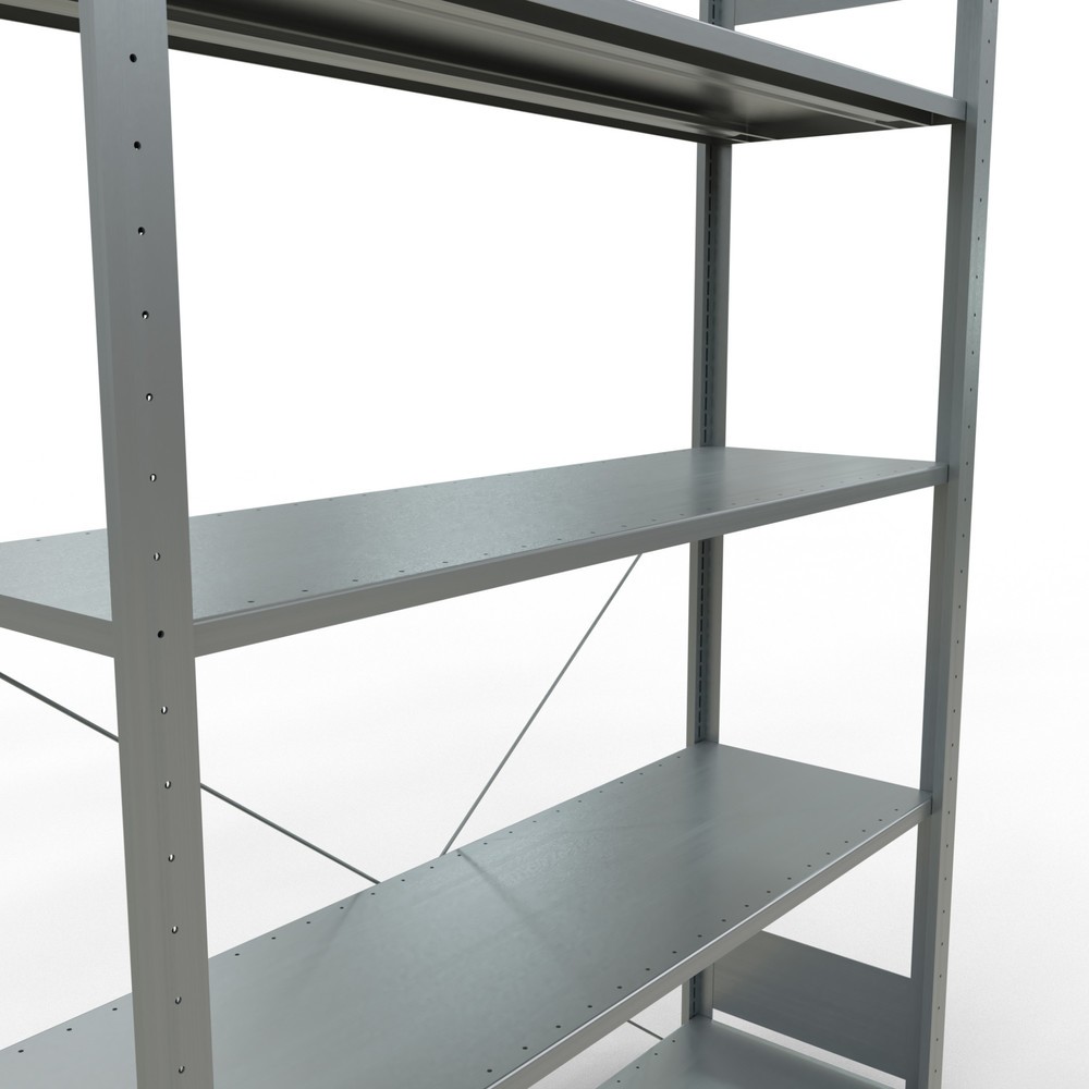 Immagine del prodotto n. 5: Scaffalatura a ripiani SCHULTE zincata con 5 fondi in lamiera d'acciaio, portata per piano di 150 kg, AxLxP 2.000 x 1.360 x 436 mm