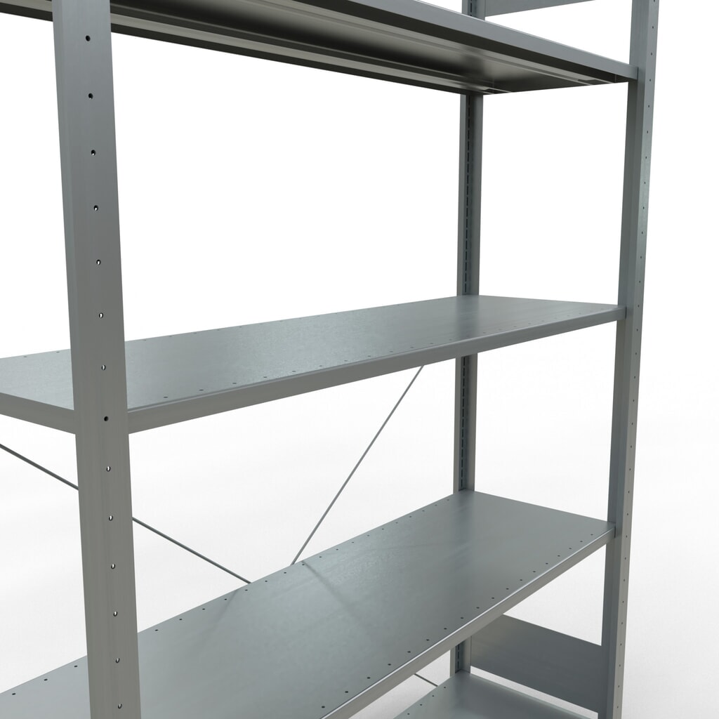 Immagine del prodotto n. 5: Scaffalatura a ripiani SCHULTE zincata con 5 fondi in lamiera d'acciaio, portata per piano di 150 kg, AxLxP 2.000 x 1.360 x 436 mm