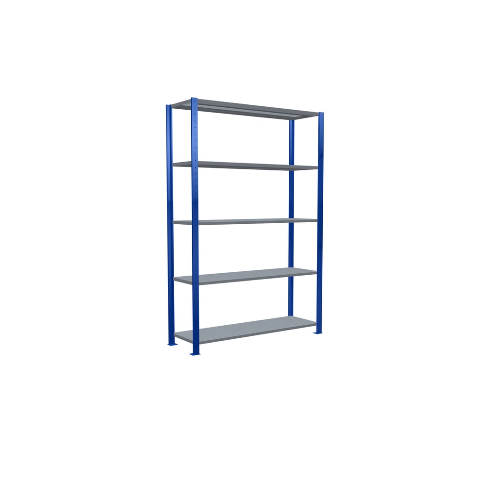 Scaffalatura a ripiani SCHULTE, blu genziana/zincato con 5 fondi in lamiera d'acciaio, portata per piano di 150 kg, AxLxP 2.000 x 1.360 x 436 mm Immagine del prodotto n. 2: Scaffalatura a ripiani SCHULTE, blu genziana/zincato con 5 fondi in lamiera d'acciaio, portata per piano di 150 kg, AxLxP 2.000 x 1.360 x 436 mm