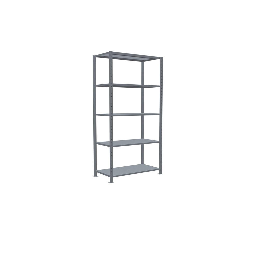 Scaffalatura a ripiani SCHULTE zincata con 5 fondi in lamiera d'acciaio, portata per piano di 150 kg, AxLxP 2.000 x 1.060 x 536 mm Immagine del prodotto n. 2: Scaffalatura a ripiani SCHULTE zincata con 5 fondi in lamiera d'acciaio, portata per piano di 150 kg, AxLxP 2.000 x 1.060 x 536 mm
