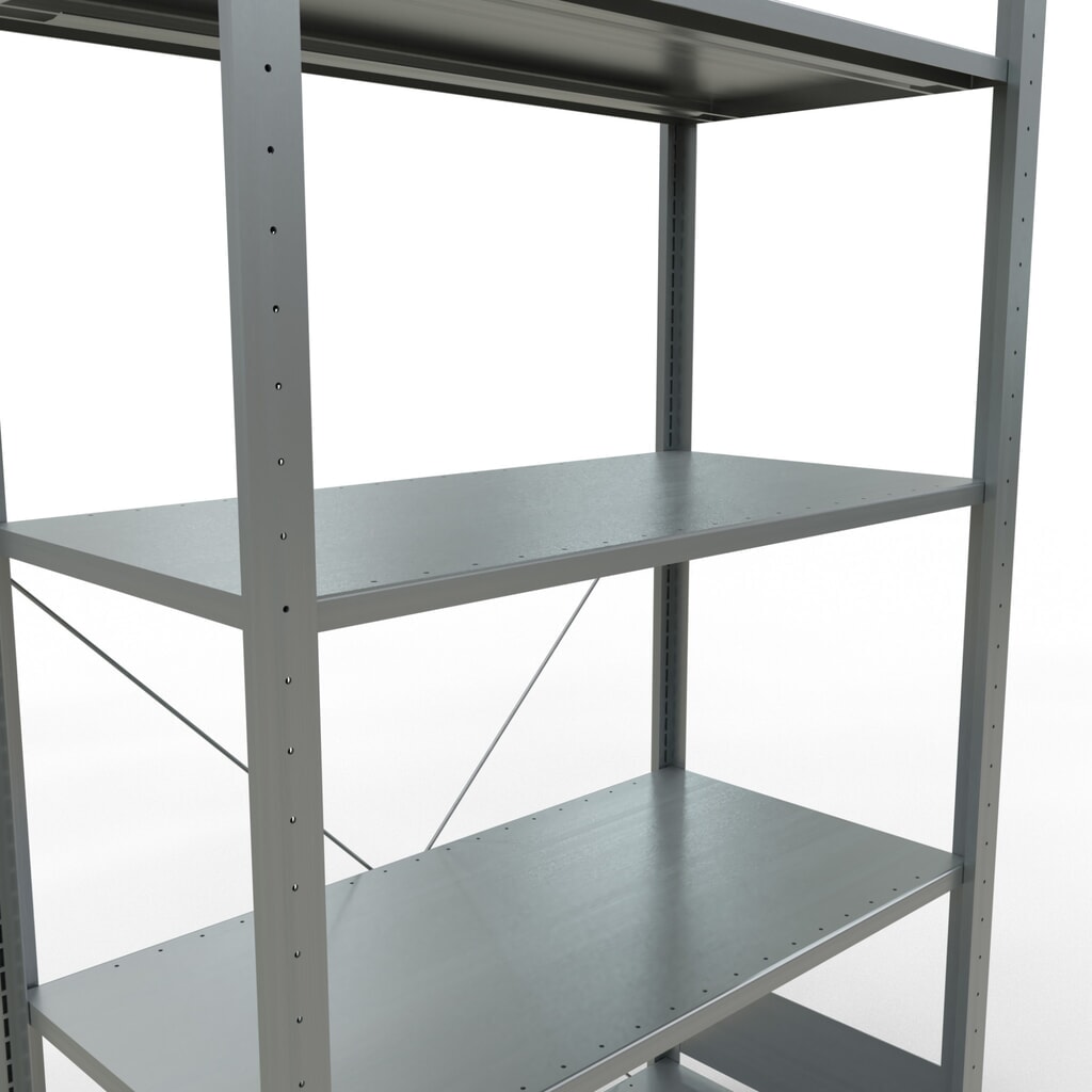 Scaffalatura a ripiani SCHULTE zincata con 5 fondi in lamiera d'acciaio, portata per piano di 150 kg, AxLxP 2.000 x 1.060 x 536 mm Immagine del prodotto n. 5: Scaffalatura a ripiani SCHULTE zincata con 5 fondi in lamiera d'acciaio, portata per piano di 150 kg, AxLxP 2.000 x 1.060 x 536 mm