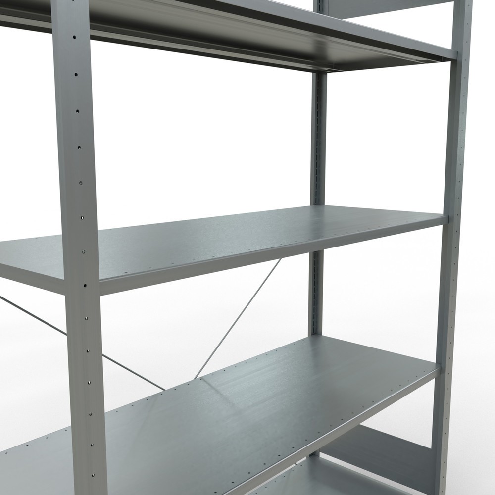 Immagine del prodotto n. 5: Scaffalatura a ripiani SCHULTE zincata con 5 fondi in lamiera d'acciaio, portata per piano di 150 kg, AxLxP 2.000 x 1.360 x 536 mm