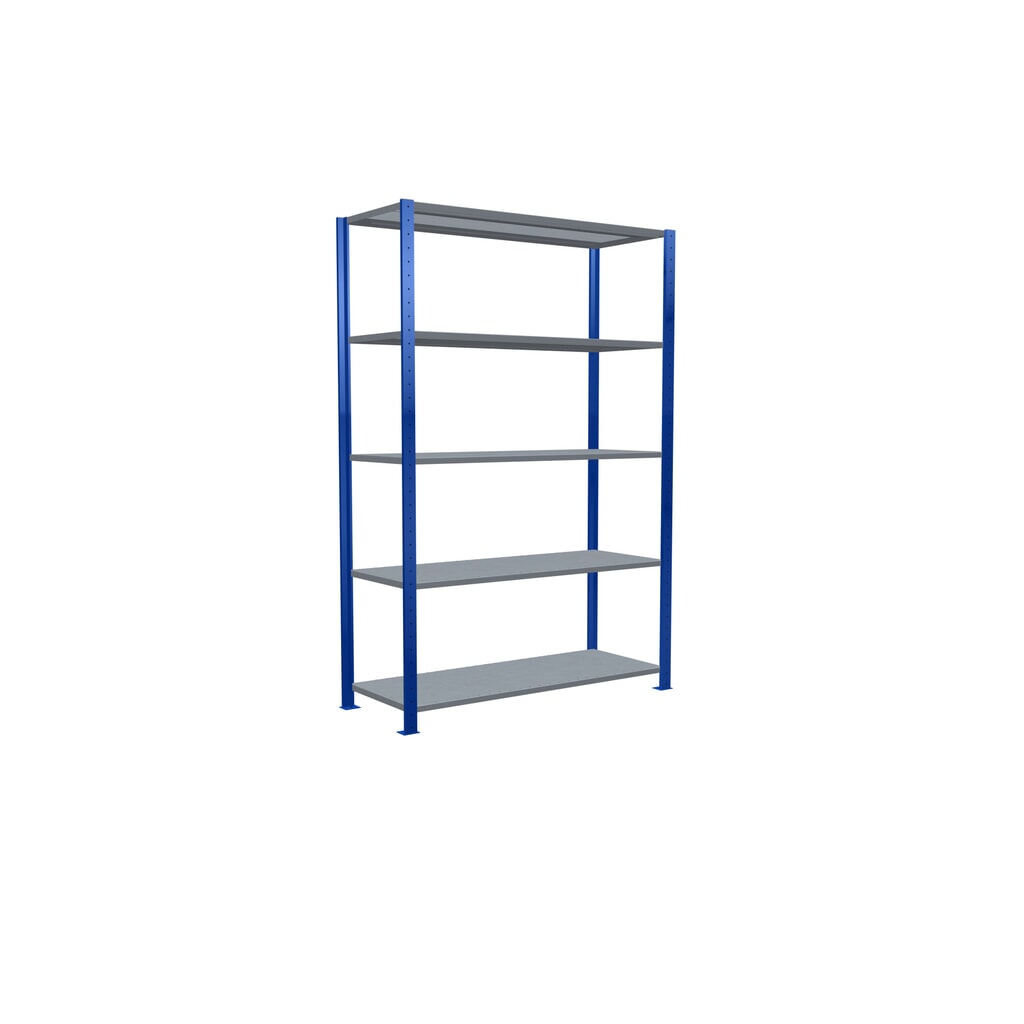 Scaffalatura a ripiani SCHULTE, blu genziana/zincato con 5 fondi in lamiera d'acciaio, portata per piano di 150 kg, AxLxP 2.000 x 1.360 x 536 mm Immagine del prodotto n. 2: Scaffalatura a ripiani SCHULTE, blu genziana/zincato con 5 fondi in lamiera d'acciaio, portata per piano di 150 kg, AxLxP 2.000 x 1.360 x 536 mm