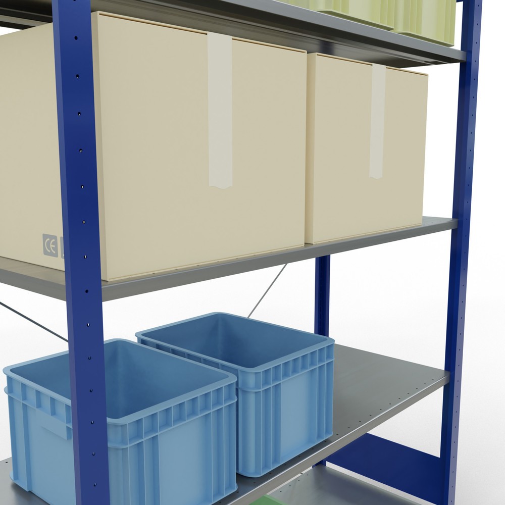 Immagine del prodotto n. 4: Scaffalatura a ripiani SCHULTE, blu genziana/zincato con 5 fondi in lamiera d'acciaio, portata per piano di 150 kg, AxLxP 2.000 x 1.360 x 536 mm