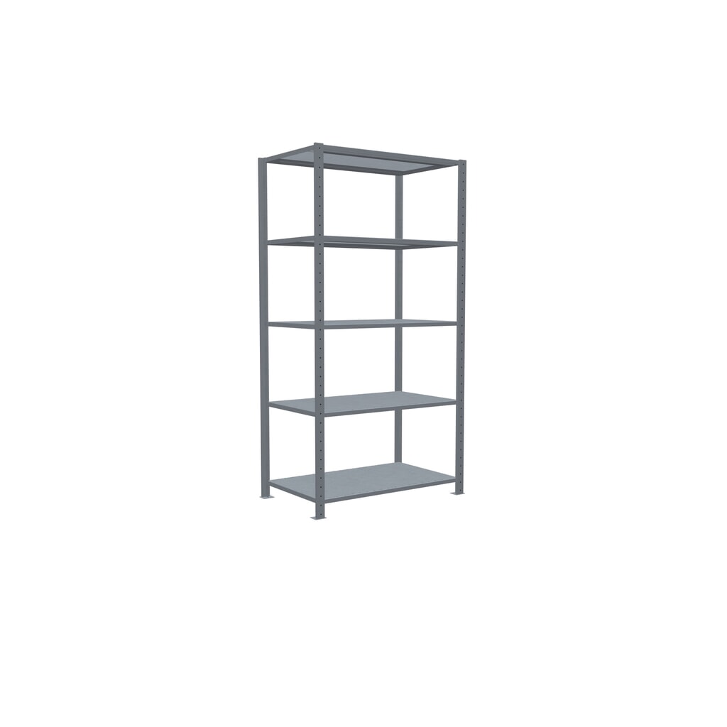Scaffalatura a ripiani SCHULTE zincata con 5 fondi in lamiera d'acciaio, portata per piano di 150 kg, AxLxP 2.000 x 1.060 x 636 mm Immagine del prodotto n. 2: Scaffalatura a ripiani SCHULTE zincata con 5 fondi in lamiera d'acciaio, portata per piano di 150 kg, AxLxP 2.000 x 1.060 x 636 mm