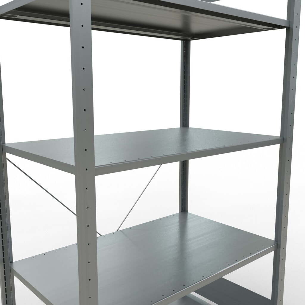Scaffalatura a ripiani SCHULTE zincata con 5 fondi in lamiera d'acciaio, portata per piano di 150 kg, AxLxP 2.000 x 1.060 x 636 mm Immagine del prodotto n. 5: Scaffalatura a ripiani SCHULTE zincata con 5 fondi in lamiera d'acciaio, portata per piano di 150 kg, AxLxP 2.000 x 1.060 x 636 mm
