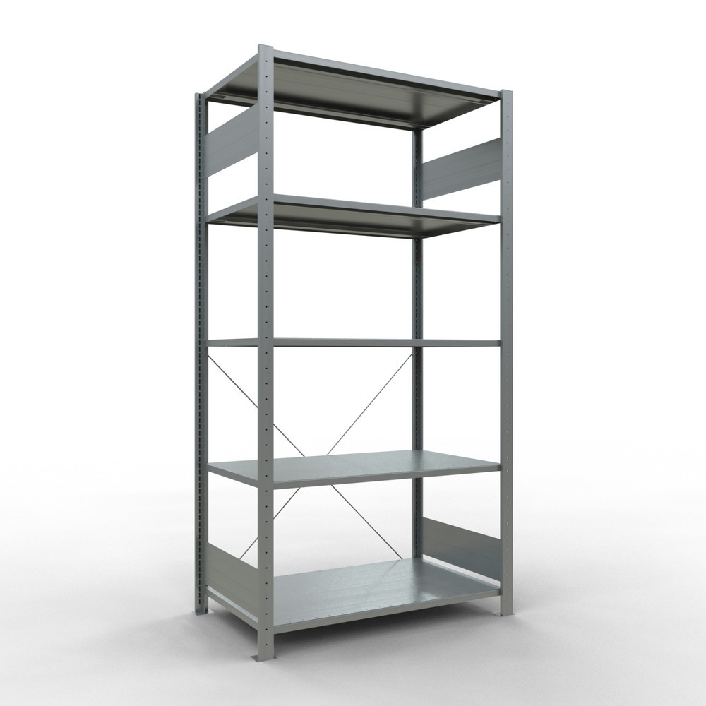 Immagine del prodotto: Scaffalatura a ripiani SCHULTE zincata con 5 fondi in lamiera d'acciaio, portata per piano di 150 kg, AxLxP 2.000 x 1.060 x 636 mm