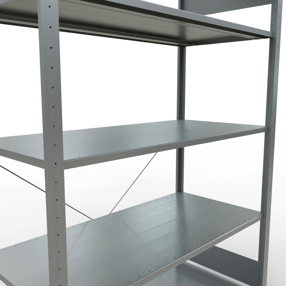 Immagine del prodotto n. 5: Scaffalatura a ripiani SCHULTE zincata con 5 fondi in lamiera d'acciaio, portata per piano di 150 kg, AxLxP 2.000 x 1.360 x 636 mm