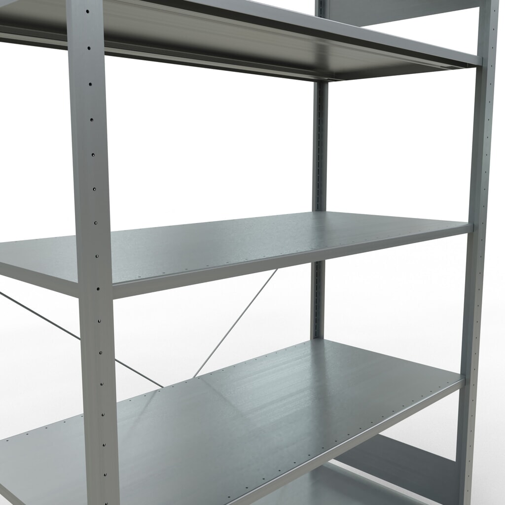 Scaffalatura a ripiani SCHULTE zincata con 5 fondi in lamiera d'acciaio, portata per piano di 150 kg, AxLxP 2.000 x 1.360 x 636 mm Immagine del prodotto n. 5: Scaffalatura a ripiani SCHULTE zincata con 5 fondi in lamiera d'acciaio, portata per piano di 150 kg, AxLxP 2.000 x 1.360 x 636 mm