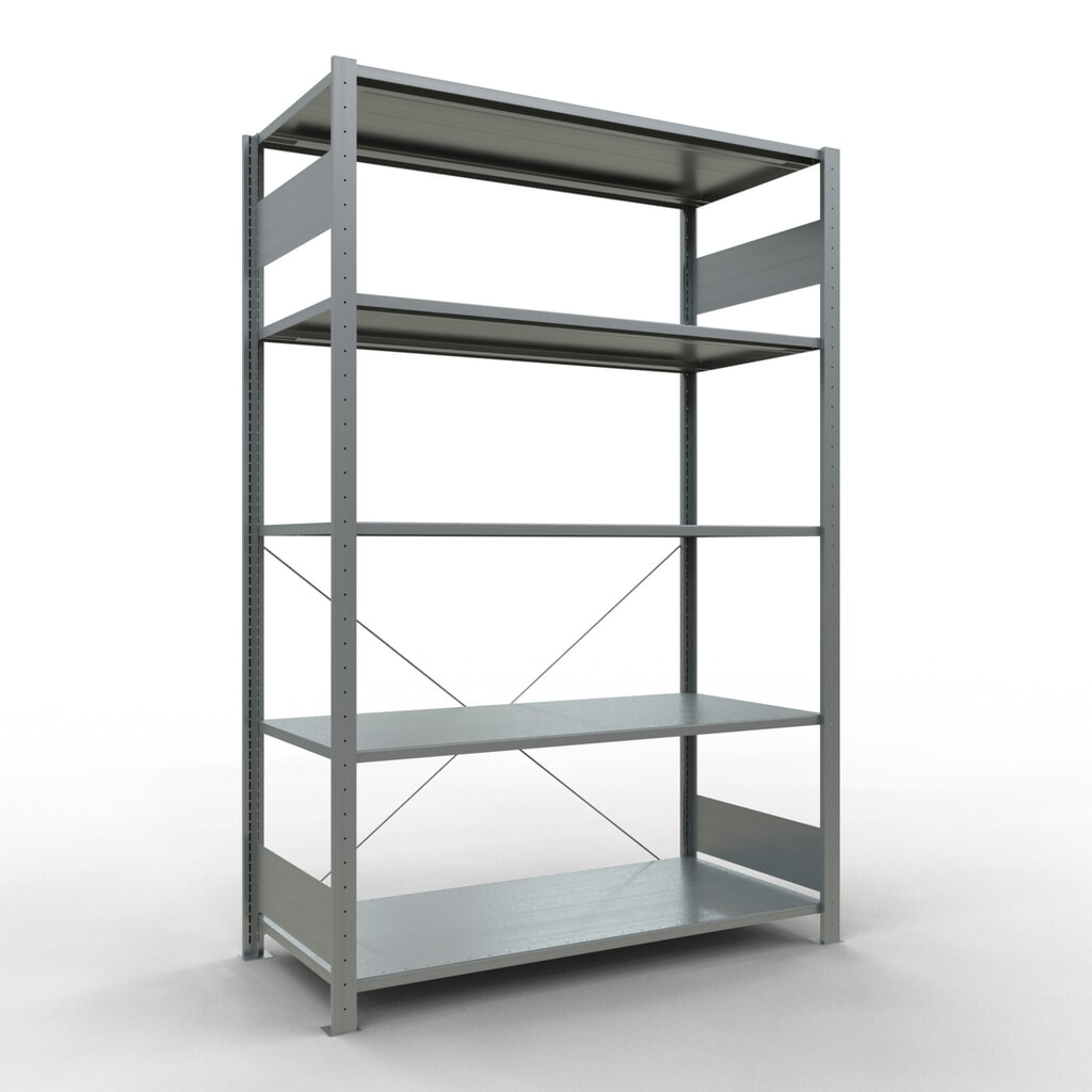 Scaffalatura a ripiani SCHULTE zincata con 5 fondi in lamiera d'acciaio, portata per piano di 150 kg, AxLxP 2.000 x 1.360 x 636 mm Immagine del prodotto: Scaffalatura a ripiani SCHULTE zincata con 5 fondi in lamiera d'acciaio, portata per piano di 150 kg, AxLxP 2.000 x 1.360 x 636 mm