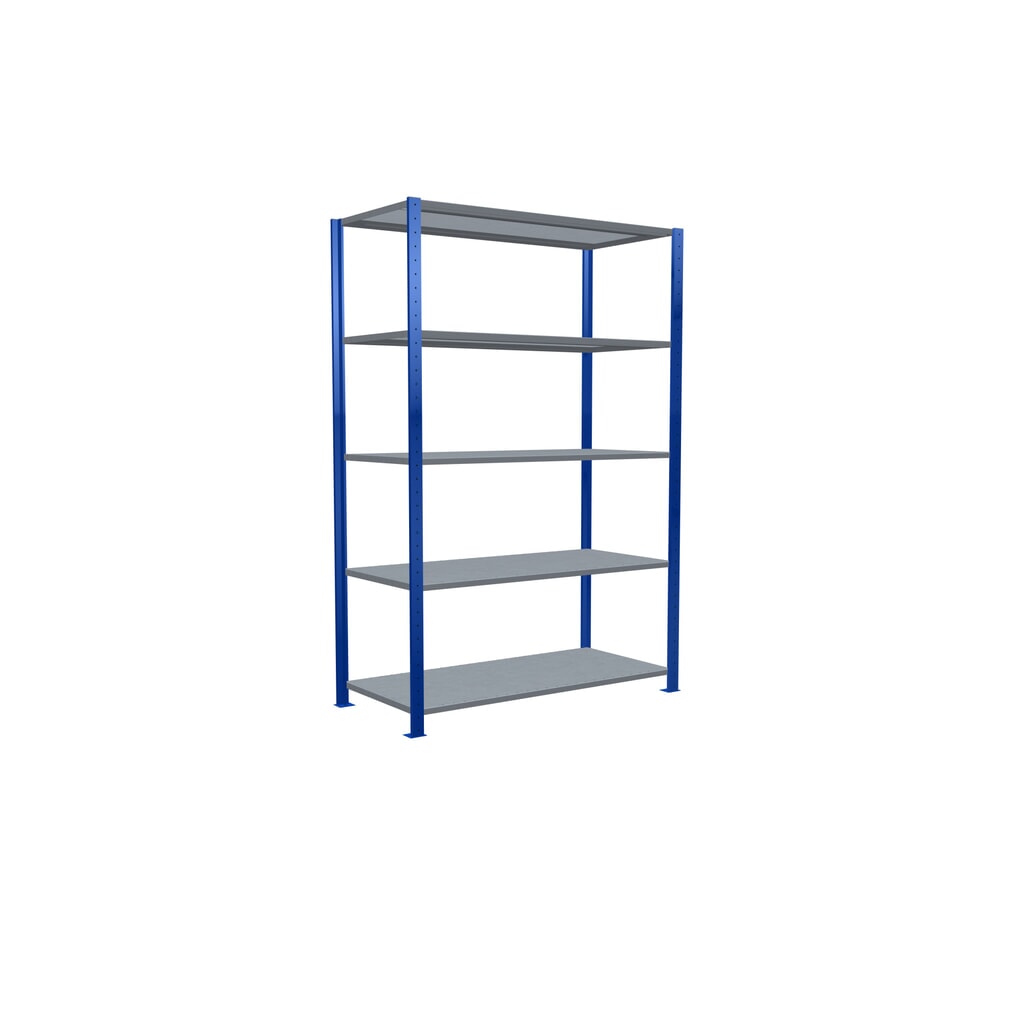 Scaffalatura a ripiani SCHULTE, blu genziana/zincato con 5 fondi in lamiera d'acciaio, portata per piano di 150 kg, AxLxP 2.000 x 1.360 x 636 mm Immagine del prodotto n. 2: Scaffalatura a ripiani SCHULTE, blu genziana/zincato con 5 fondi in lamiera d'acciaio, portata per piano di 150 kg, AxLxP 2.000 x 1.360 x 636 mm