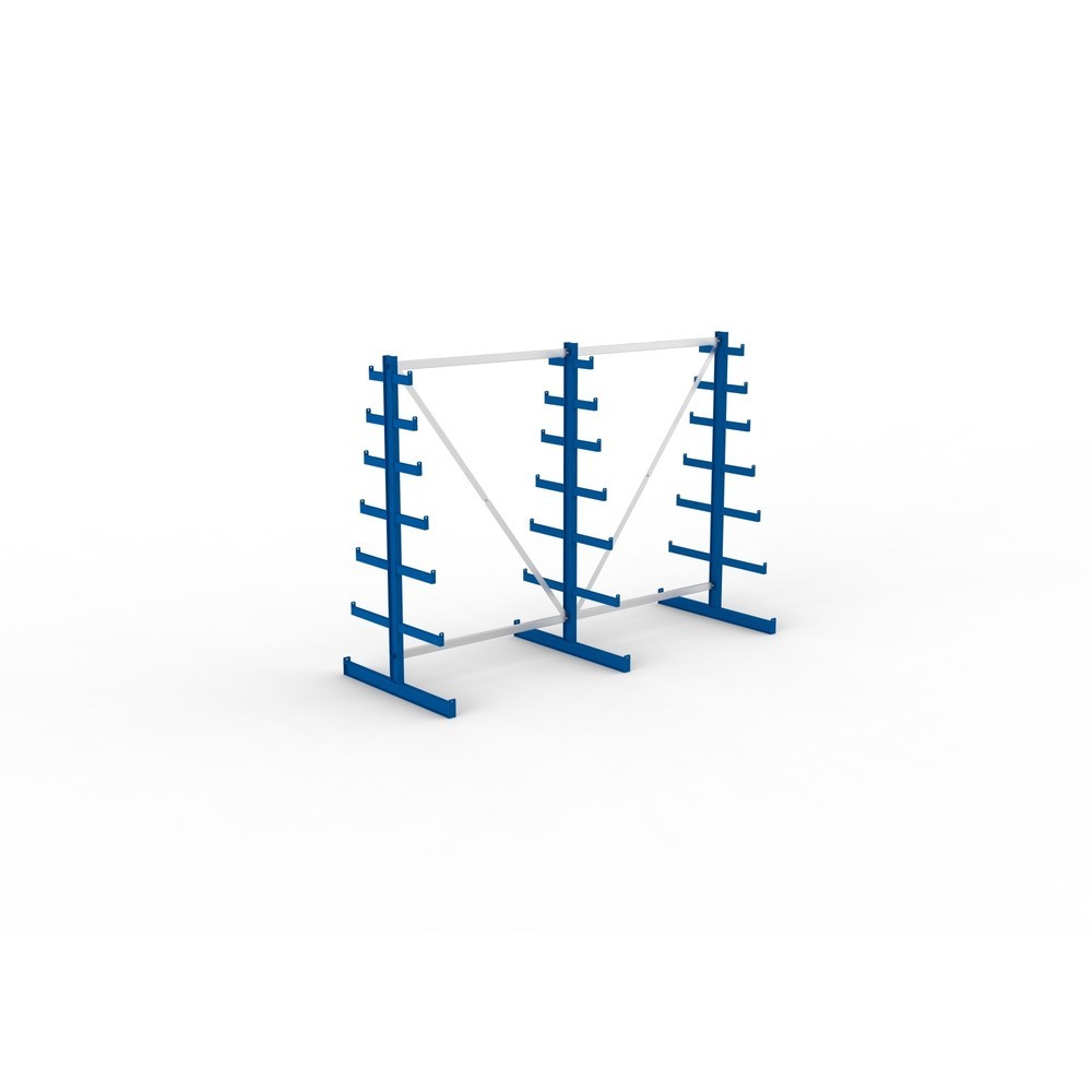 Immagine del prodotto n. 2: Pacchetto completo per scaffalatura cantilever META, a doppio fronte, portata per braccio 150 kg, AxLxP 2.000 x 2.755 x 1.090 mm, 3 montanti
