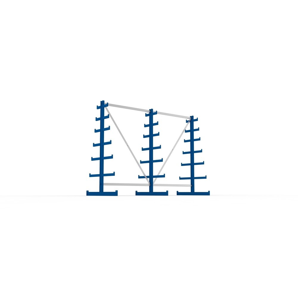 Immagine del prodotto n. 3: Pacchetto completo per scaffalatura cantilever META, a doppio fronte, portata per braccio 150 kg, AxLxP 2.000 x 2.755 x 1.090 mm, 3 montanti