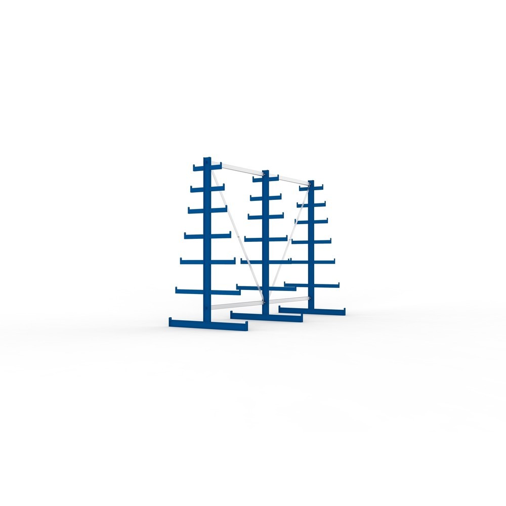 Immagine del prodotto n. 4: Pacchetto completo per scaffalatura cantilever META, a doppio fronte, portata per braccio 150 kg, AxLxP 2.000 x 2.755 x 1.090 mm, 3 montanti