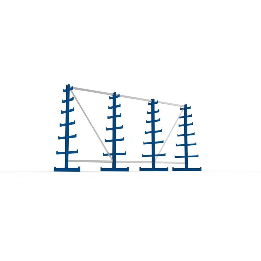 Immagine del prodotto n. 3: Pacchetto completo per scaffalatura cantilever META, a doppio fronte, portata per braccio 150 kg, AxLxP 2.000 x 4.105 x 1.090 mm, 4 montanti