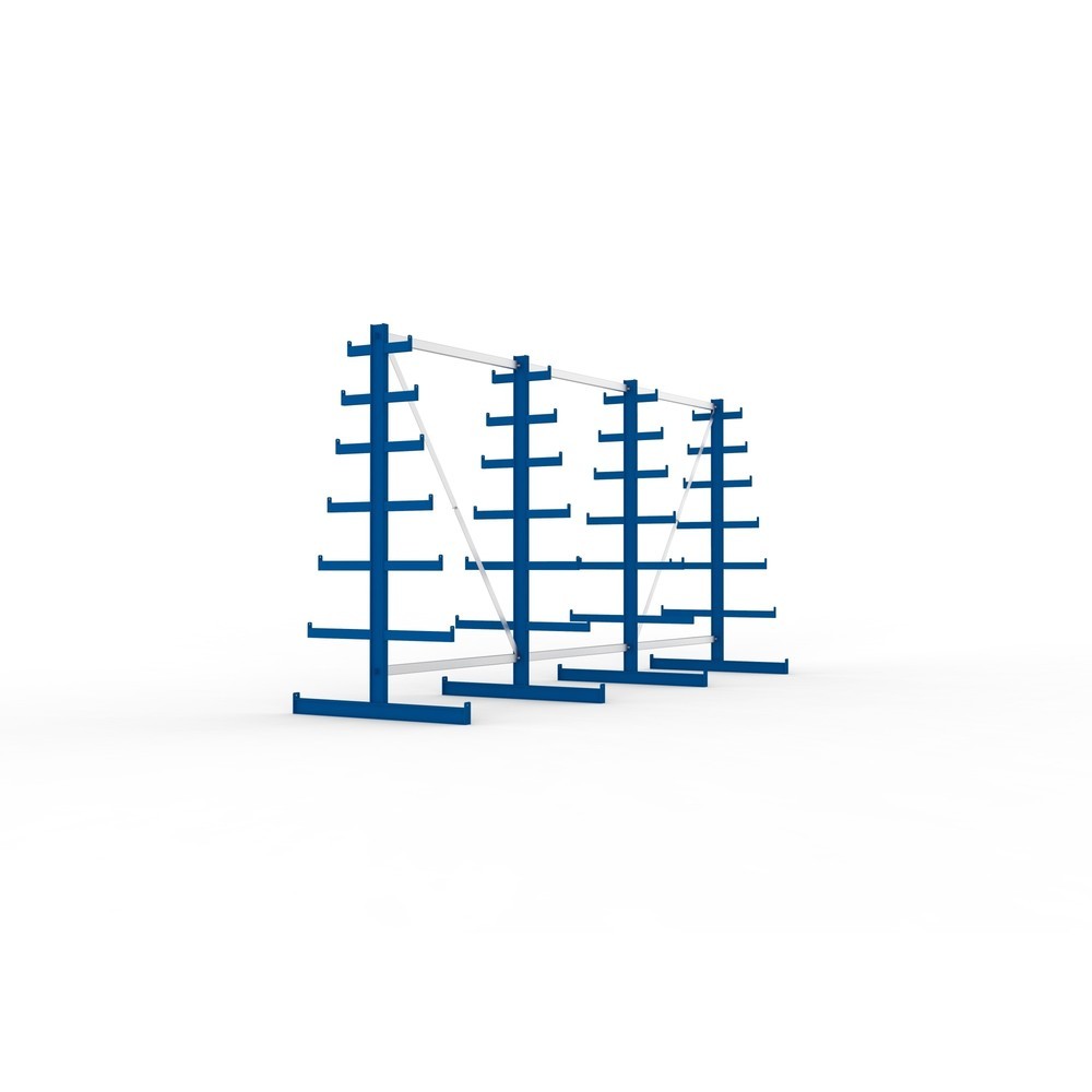 Immagine del prodotto n. 4: Pacchetto completo per scaffalatura cantilever META, a doppio fronte, portata per braccio 150 kg, AxLxP 2.000 x 4.105 x 1.090 mm, 4 montanti