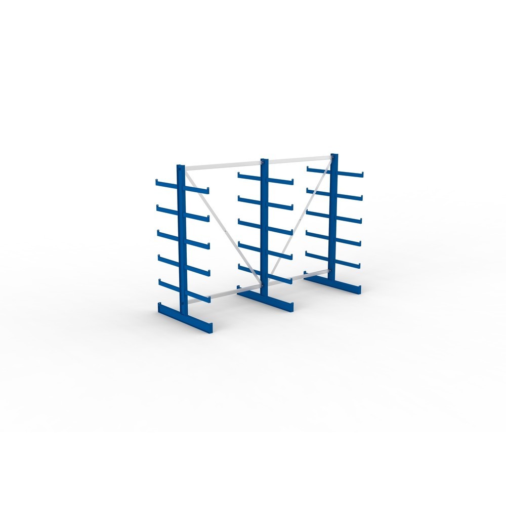 Immagine del prodotto n. 2: Pacchetto completo per scaffalatura cantilever META, a doppio fronte, portata per braccio 200 kg, AxLxP 2.000 x 2.755 x 1.150 mm, 3 montanti