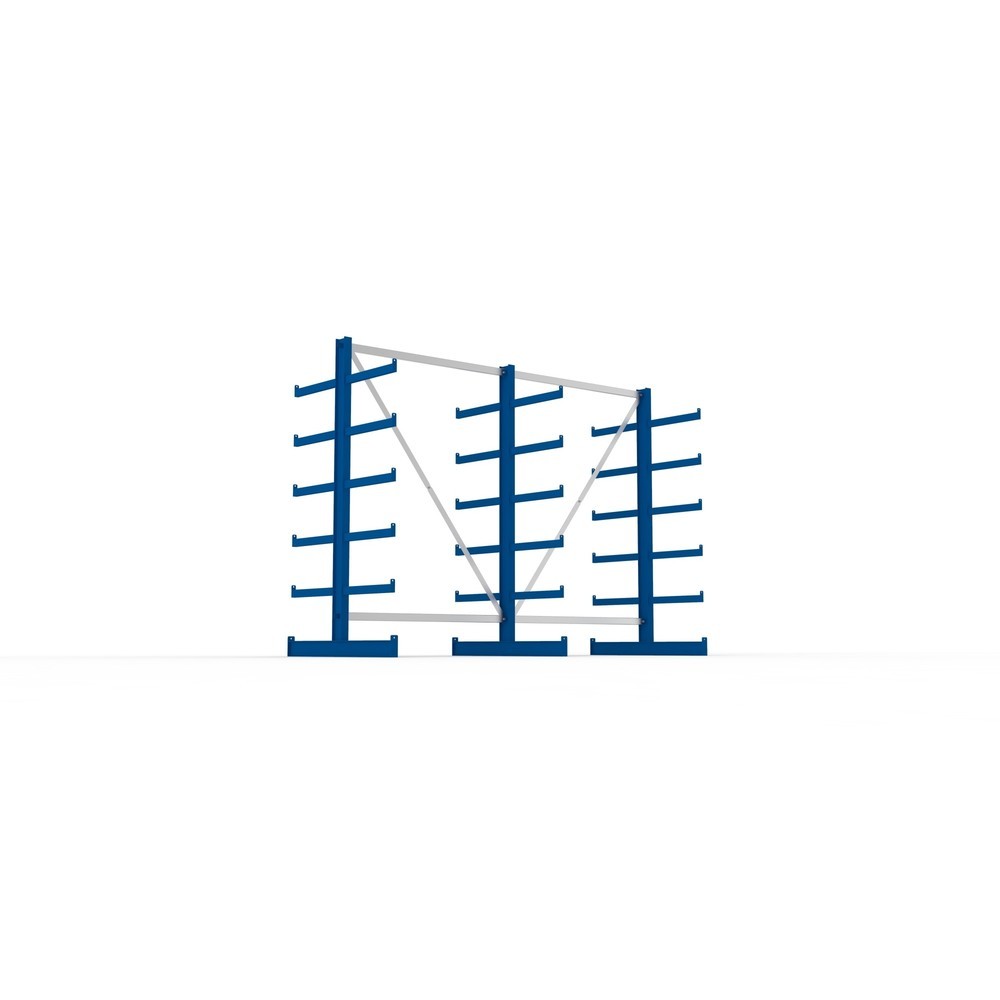 Immagine del prodotto n. 3: Pacchetto completo per scaffalatura cantilever META, a doppio fronte, portata per braccio 200 kg, AxLxP 2.000 x 2.755 x 1.150 mm, 3 montanti