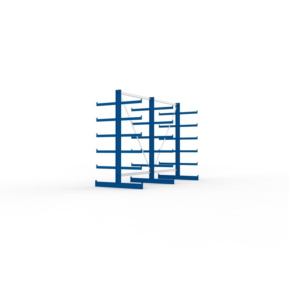 Immagine del prodotto n. 4: Pacchetto completo per scaffalatura cantilever META, a doppio fronte, portata per braccio 200 kg, AxLxP 2.000 x 2.755 x 1.150 mm, 3 montanti