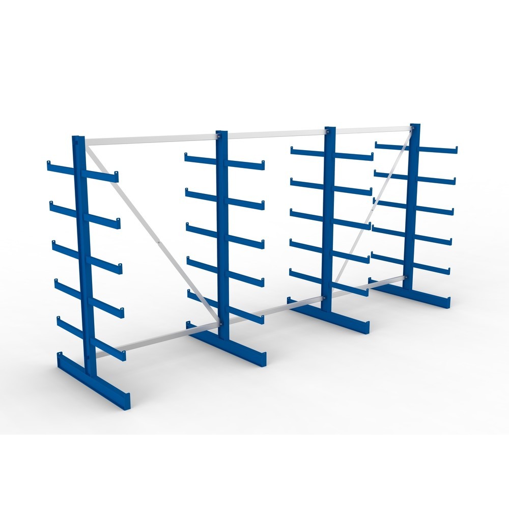 Immagine del prodotto n. 2: Pacchetto completo per scaffalatura cantilever META, a doppio fronte, portata per braccio 200 kg, AxLxP 2.000 x 4.105 x 1.150 mm, 4 montanti