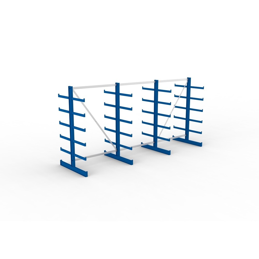 Immagine del prodotto n. 3: Pacchetto completo per scaffalatura cantilever META, a doppio fronte, portata per braccio 200 kg, AxLxP 2.000 x 4.105 x 1.150 mm, 4 montanti