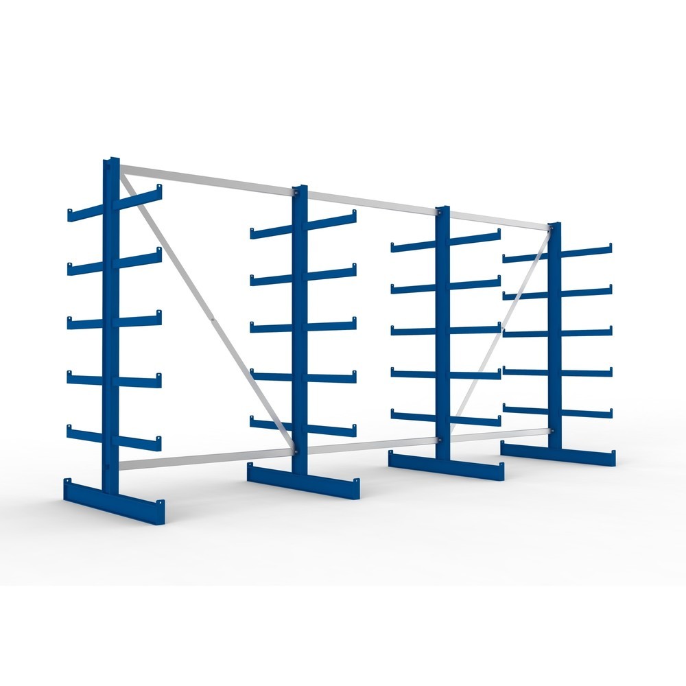 Immagine del prodotto n. 1: Pacchetto completo per scaffalatura cantilever META, a doppio fronte, portata per braccio 200 kg, AxLxP 2.000 x 4.105 x 1.150 mm, 4 montanti