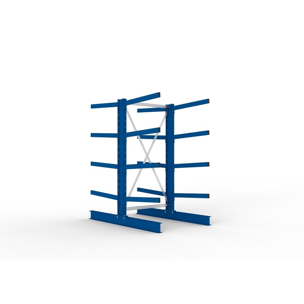 Immagine del prodotto: Campata base per scaffalatura cantilever META, a doppio fronte, portata per braccio 250 kg, AxLxP 2.000 x 1.103 x 1.840 mm