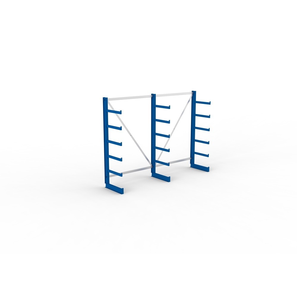 Immagine del prodotto n. 2: Pacchetto completo per scaffalatura cantilever META, a fronte singolo, portata per braccio 200 kg, AxLxP 2.000 x 2.755 x 630 mm, 3 montanti