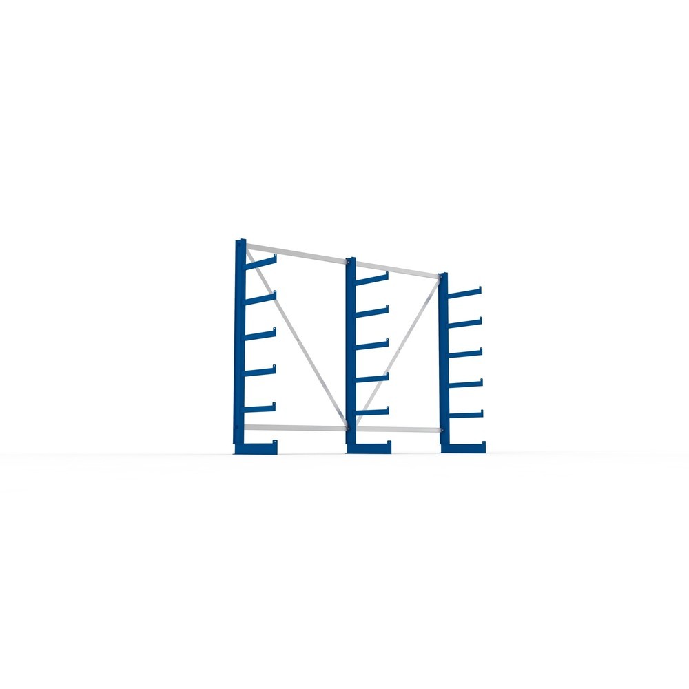 Immagine del prodotto n. 3: Pacchetto completo per scaffalatura cantilever META, a fronte singolo, portata per braccio 200 kg, AxLxP 2.000 x 2.755 x 630 mm, 3 montanti